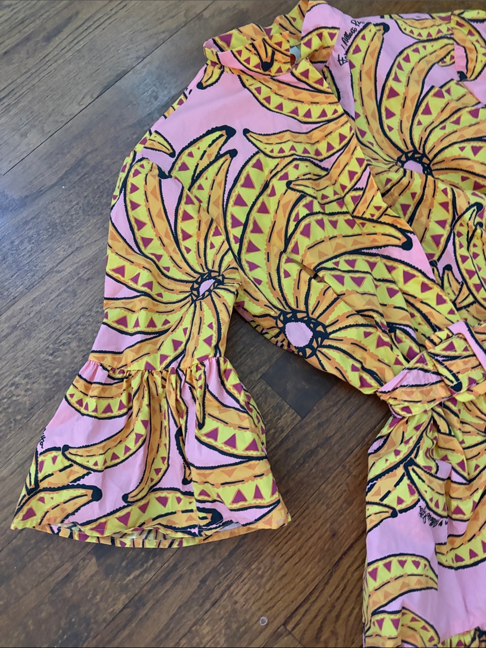 FARM Rio Pink and Yellow Floral Ruffle Dress with Belt - Picture 4 of 6